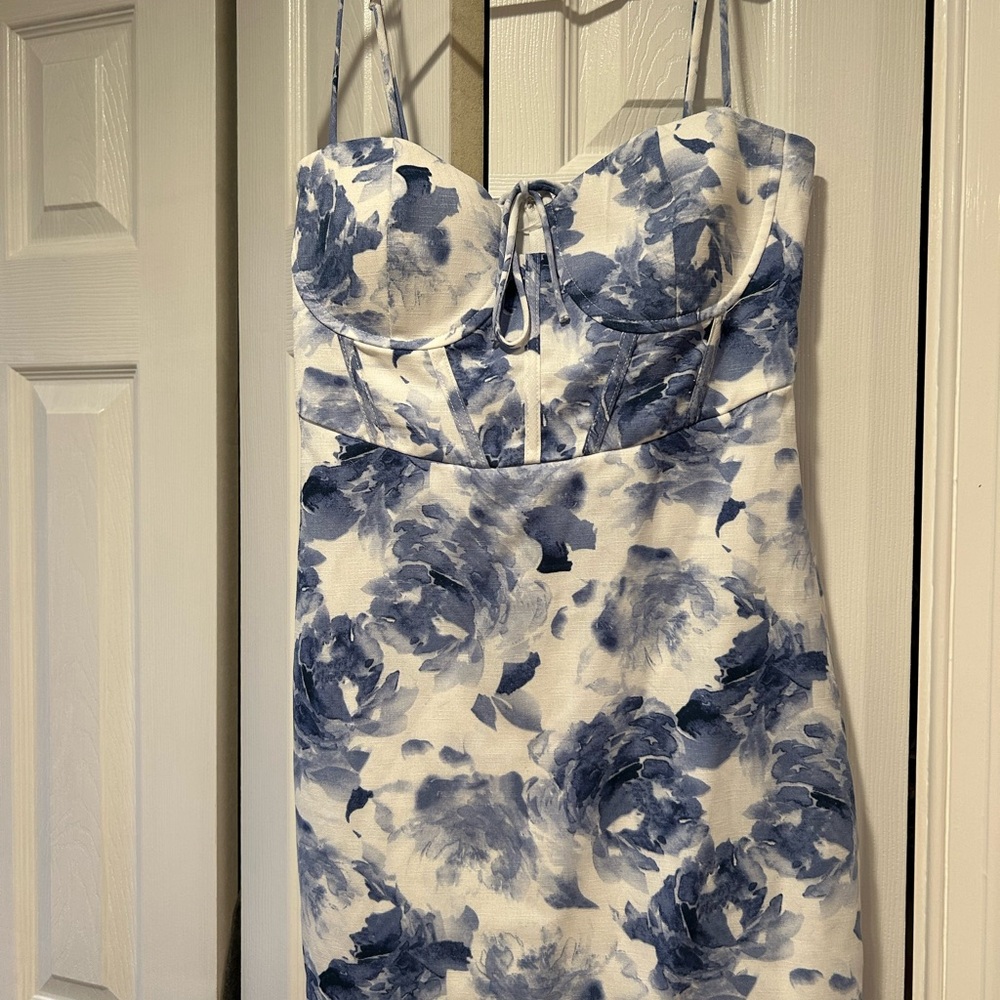 Floral Blue and White Mini Dress